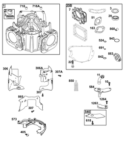 Cylinder Group Diagram and Parts List for 40T877-0008-B5  Briggs and Stratton Engine